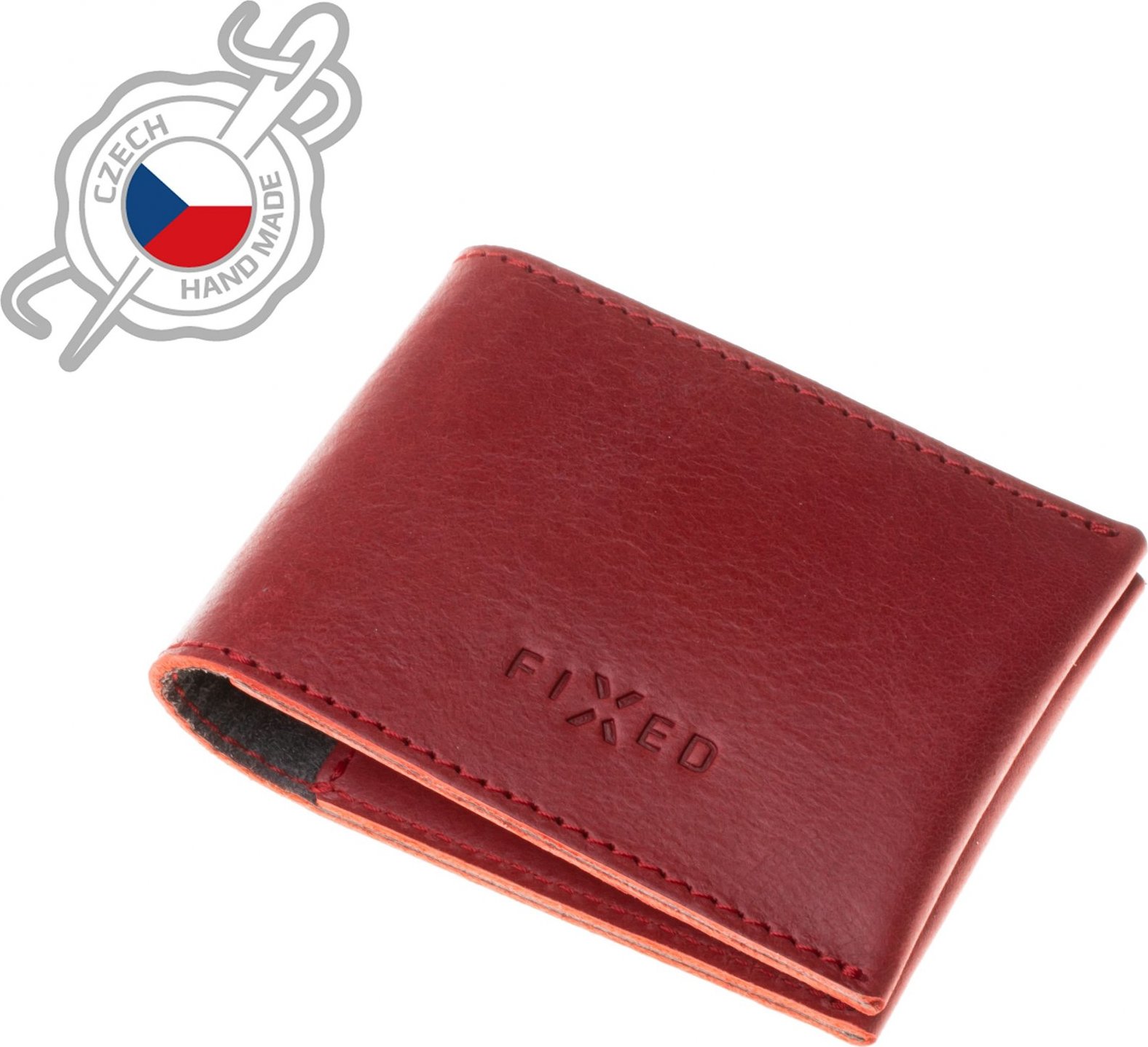 Kožená peněženka FIXED Wallet z pravé hovězí kůže, červená