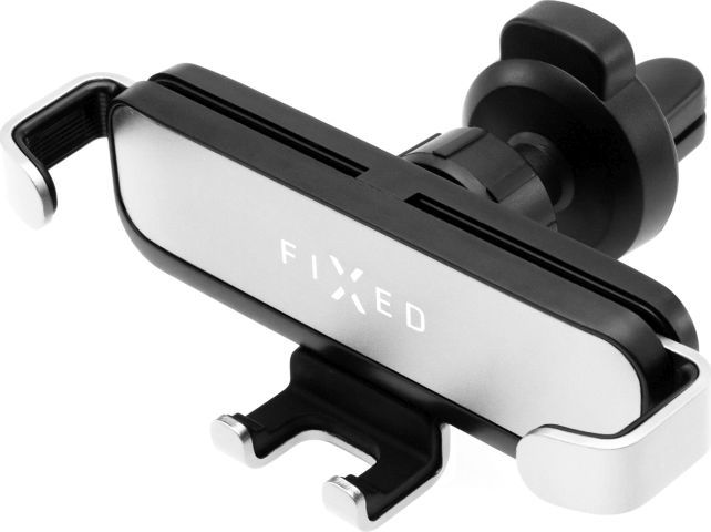 Kompaktní univerzální držák FIXED Gravity s uchycením do mřížky ventilace nebo na palubní desku, stříbrný