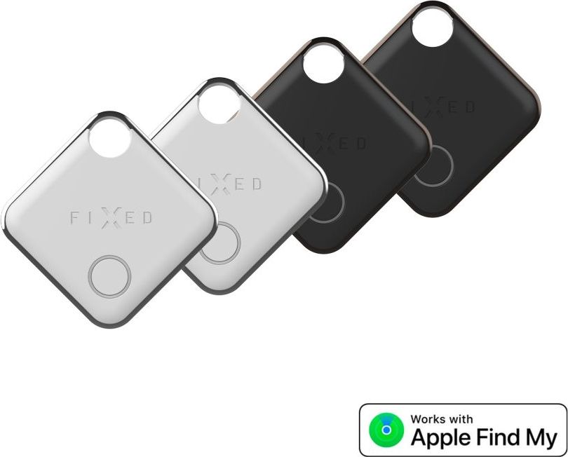 Smart tracker FIXED Tag s podporou Find My, 4 ks, 2x černý + 2x bílý