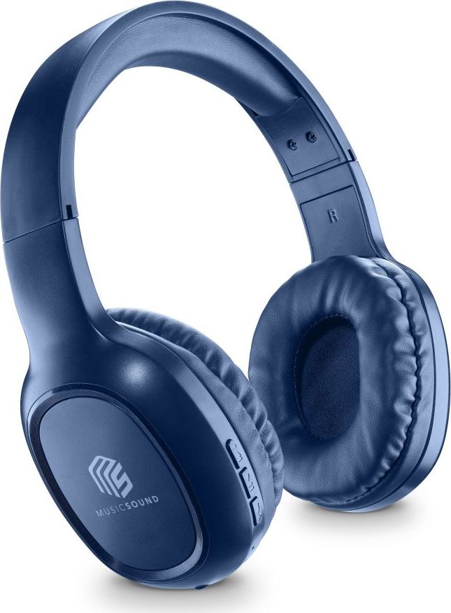 Bluetooth sluchátka MUSIC SOUND s hlavovým mostem a mikrofonem, modrá