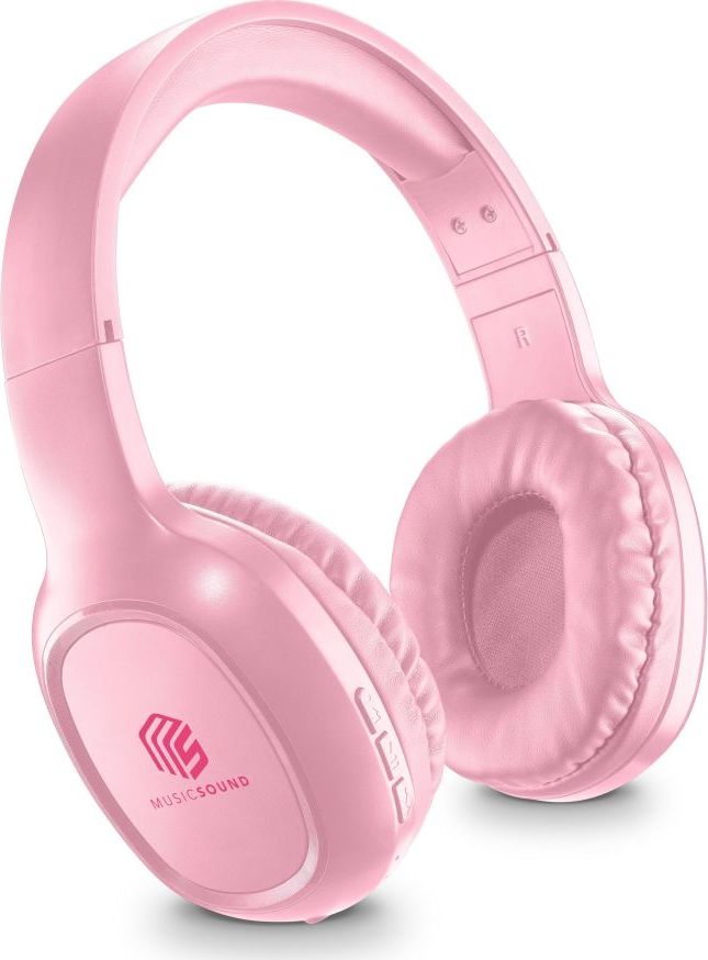Bluetooth sluchátka MUSIC SOUND s hlavovým mostem a mikrofonem, růžová