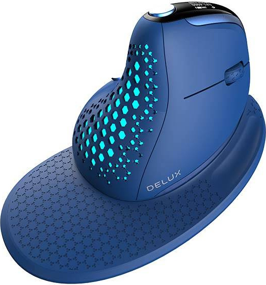 Bezdrátová vertikální myš Delux M618XSD BT+2.4G RGB (modrá)