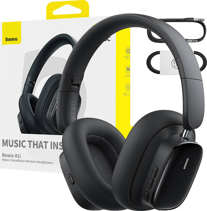 Bezdrátová sluchátka s potlačením hluku Baseus Bowie H1i (černá)