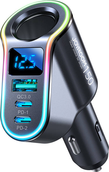 Nabíječka do auta Joyroom JR-CL21, 4-v-1, 1x USB QC3.0, 2x USB-C PD 150W (černá)