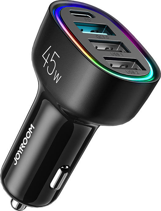 Nabíječka do auta Joyroom JR-CL09, 4 porty, 1x USB-C PD, 1x QC3.0 USB, 2x USB (černá)