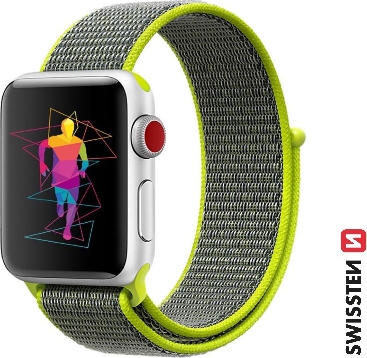 SWISSTEN ŘEMÍNEK PRO APPLE WATCH NYLONOVÝ 38 / 40 / 41 mm ZÁŘIVĚ ZELENÝ