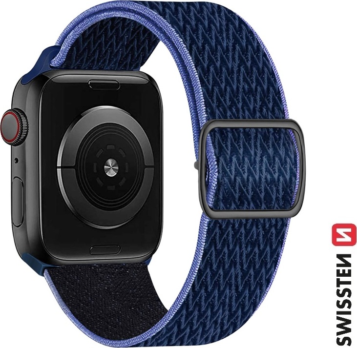 SWISSTEN ŘEMÍNEK PRO APPLE WATCH NYLONOVÝ 38 / 40 / 41 mm MODRÝ/FIALOVÝ (se sponou)