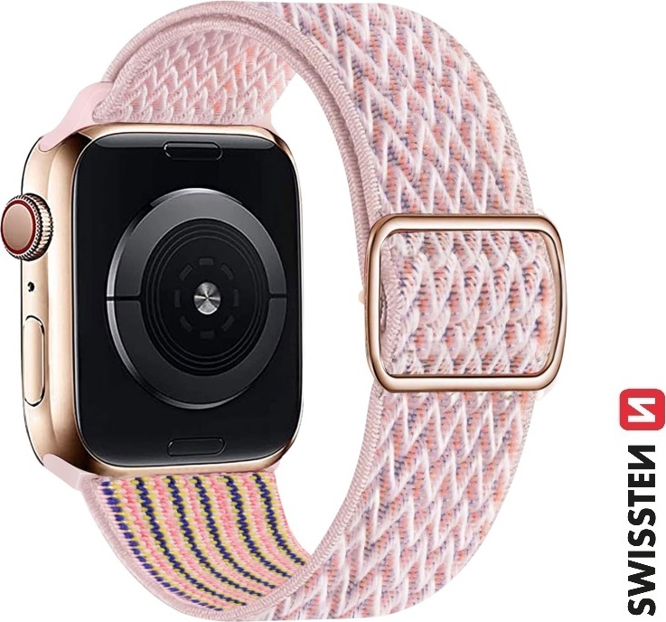 SWISSTEN ŘEMÍNEK PRO APPLE WATCH NYLONOVÝ 42 / 44 / 45 / 49 mm RŮŽOVÝ (se sponou)