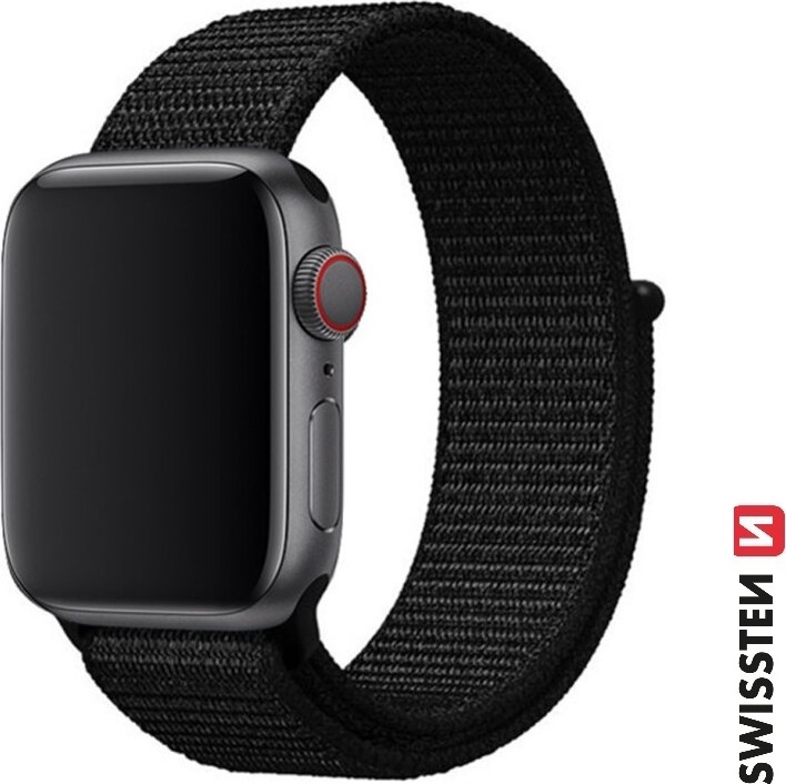 SWISSTEN ŘEMÍNEK PRO APPLE WATCH NYLONOVÝ 42 / 44 / 45 / 49 mm ČERNÝ