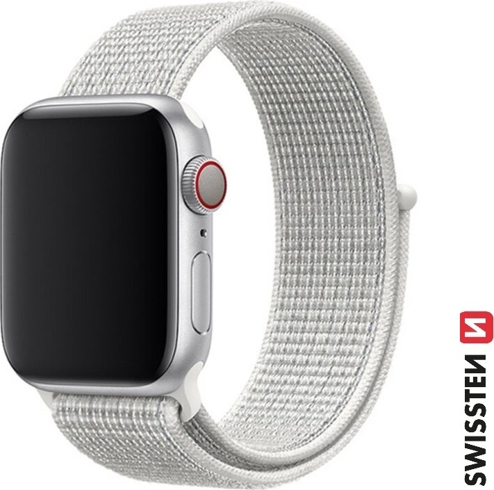 SWISSTEN ŘEMÍNEK PRO APPLE WATCH NYLONOVÝ 42 / 44 / 45 / 49 mm BÍLÝ