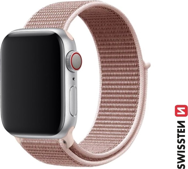 SWISSTEN ŘEMÍNEK PRO APPLE WATCH NYLONOVÝ 42 / 44 / 45 / 49 mm RŮŽOVO ZLATÝ