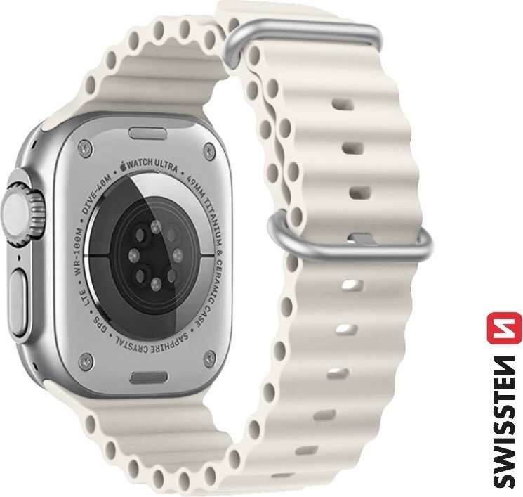 SWISSTEN ŘEMÍNEK PRO APPLE WATCH SILIKONOVÝ - MARINE STRAPS 42 / 44 / 45 / 49 mm KAMENNĚ ŠEDÝ
