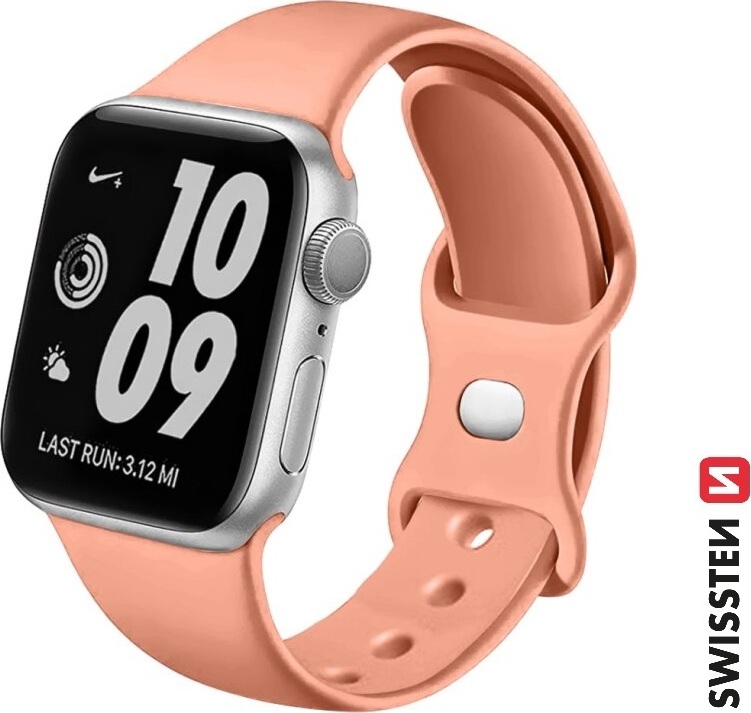 SWISSTEN ŘEMÍNEK PRO APPLE WATCH SILIKONOVÝ 42 / 44 / 45 / 49 mm ORANŽOVĚ RŮŽOVÝ