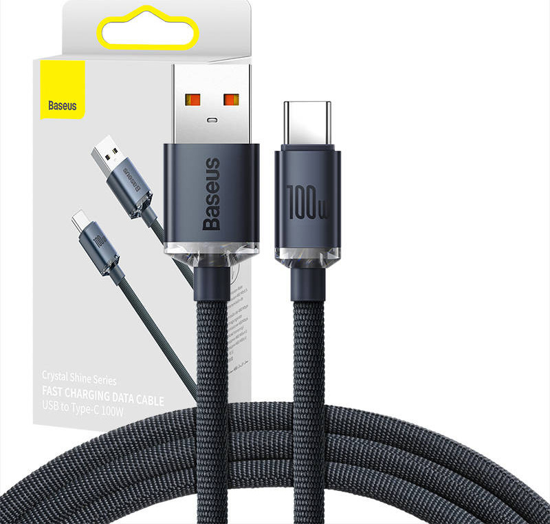 Baseus CAJY000401 Crystal Shine Series Datový Kabel USB - USB-C 100W 1,2m Black