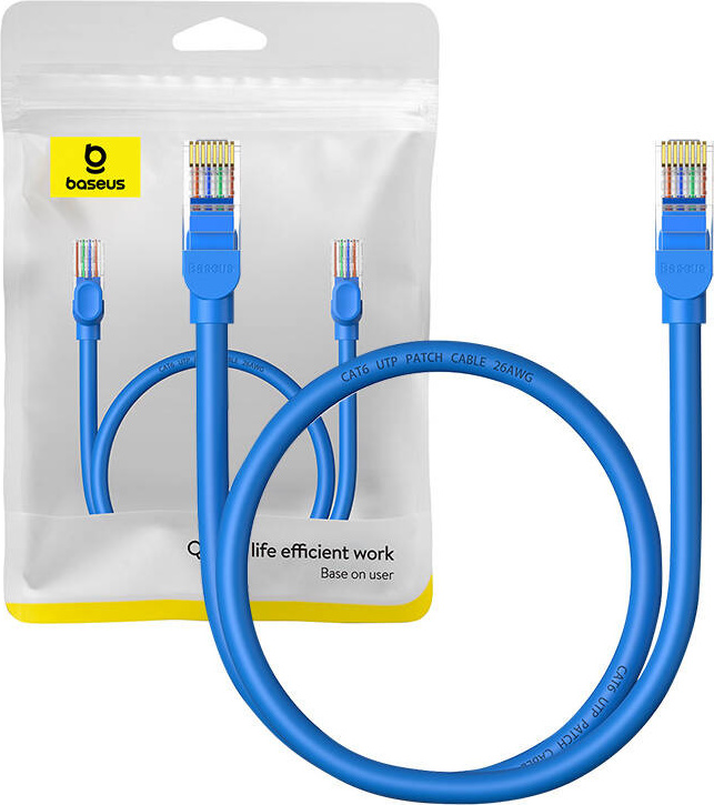 Kulatý kabel Baseus Ethernet RJ45, Cat.6, 0,5 m (modrý)