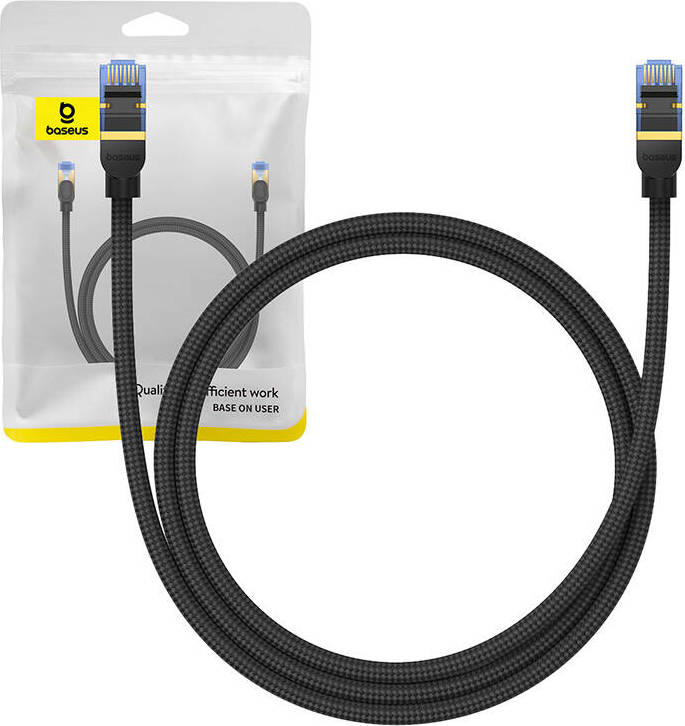 Opletený síťový kabel cat.7 Baseus Ethernet RJ45, 10Gbps, 1m (černý)