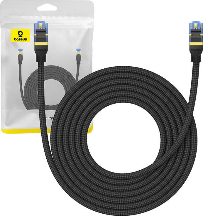 Opletený síťový kabel cat.7 Baseus Ethernet RJ45, 10Gbps, 5m (černý)