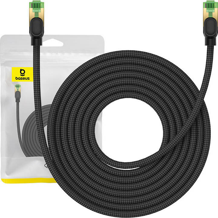 Opletený síťový kabel cat.8 Baseus Ethernet RJ45, 40 Gb/s, 8 m (černý)