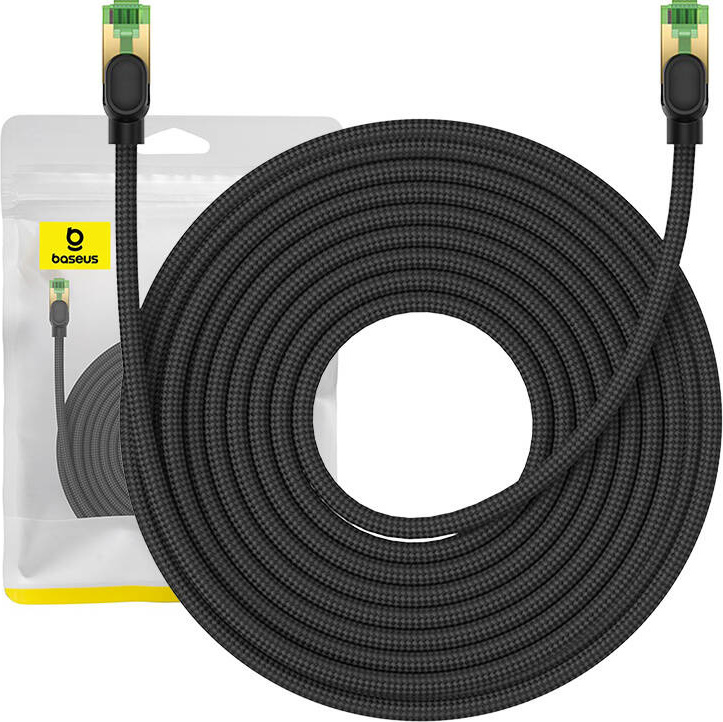 Opletený síťový kabel cat.8 Baseus Ethernet RJ45, 40 Gb/s, 15 m (černý)