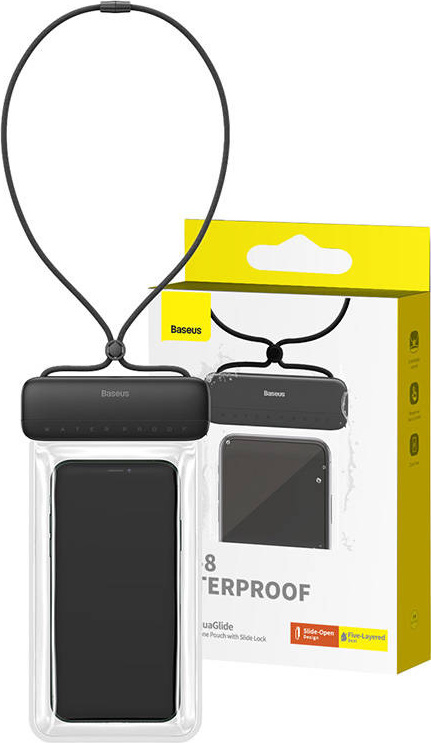 Baseus AquaGlide Waterproof Phone Pouch with Slide Lock Cluster Black