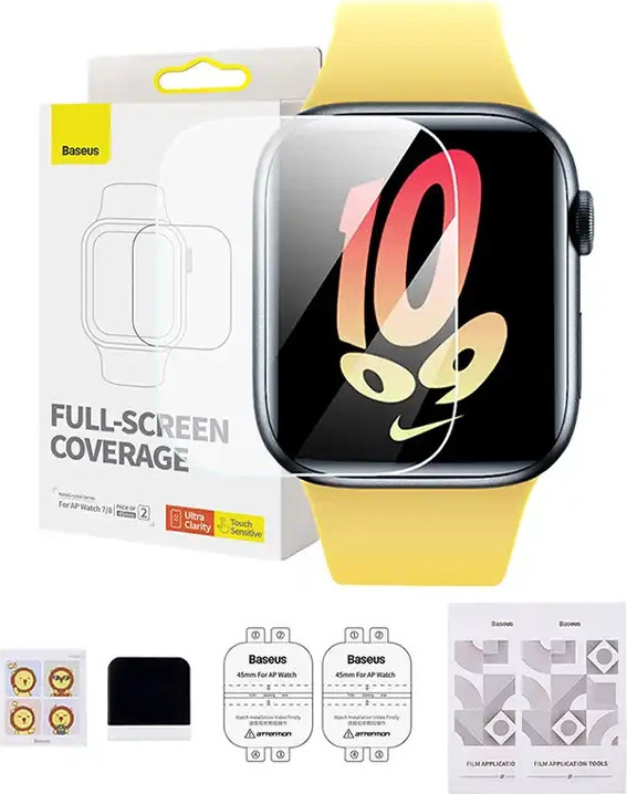 Baseus 45mm ochranná fólie pro hodinky Apple Watch 7/8, čirá