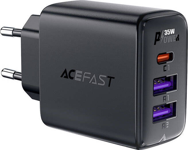 Síťová nabíječka Acefast A57 GaN 2xUSB-A+USB-C PD35W EU (černá)