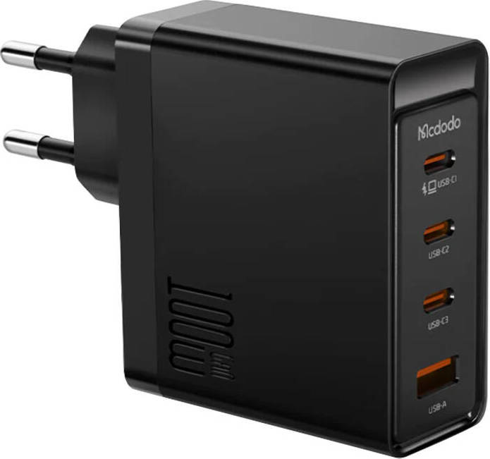 Síťová nabíječka McDodo GAN 3xUSB-C + USB, 100W (černá)