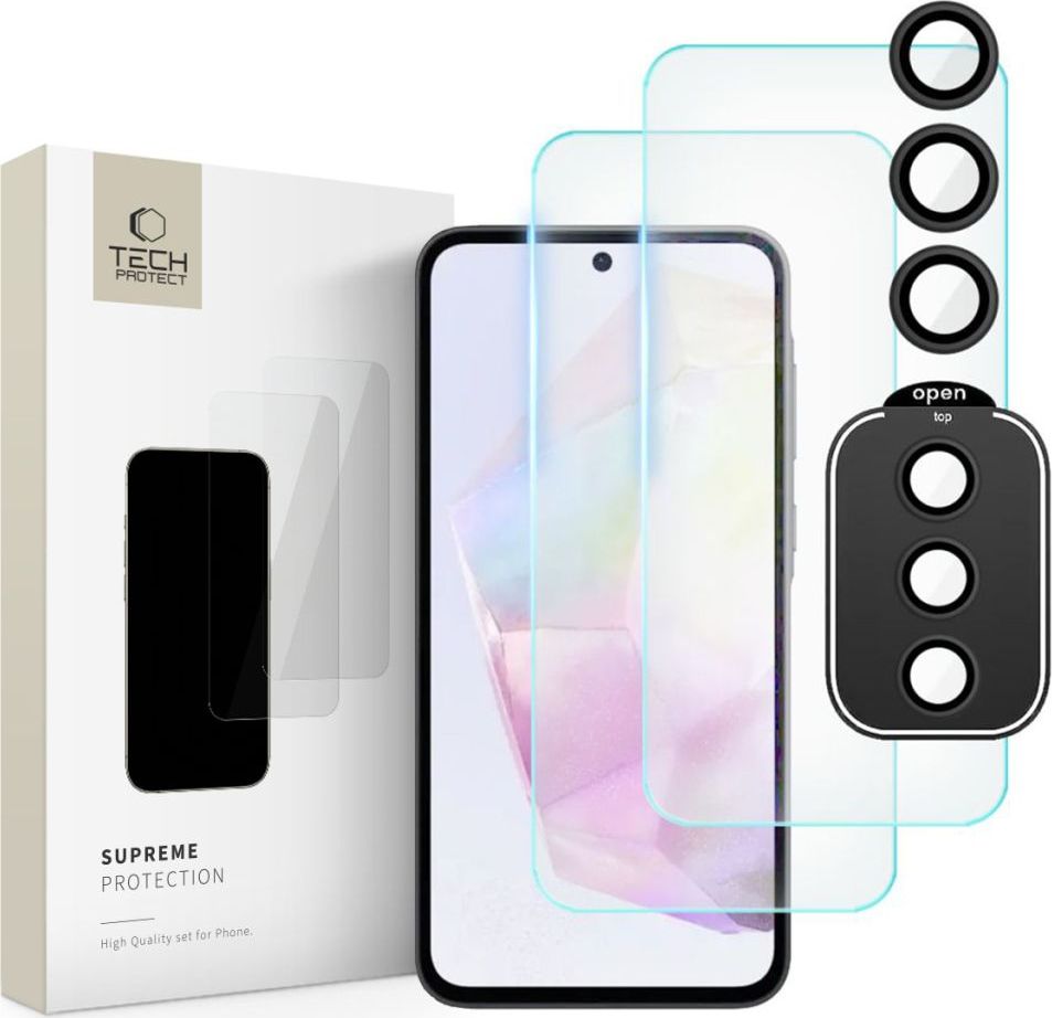 Tvrzené sklo TECH-PROTECT SUPREME SET 3-PACK GALAXY A35 5G CLEAR