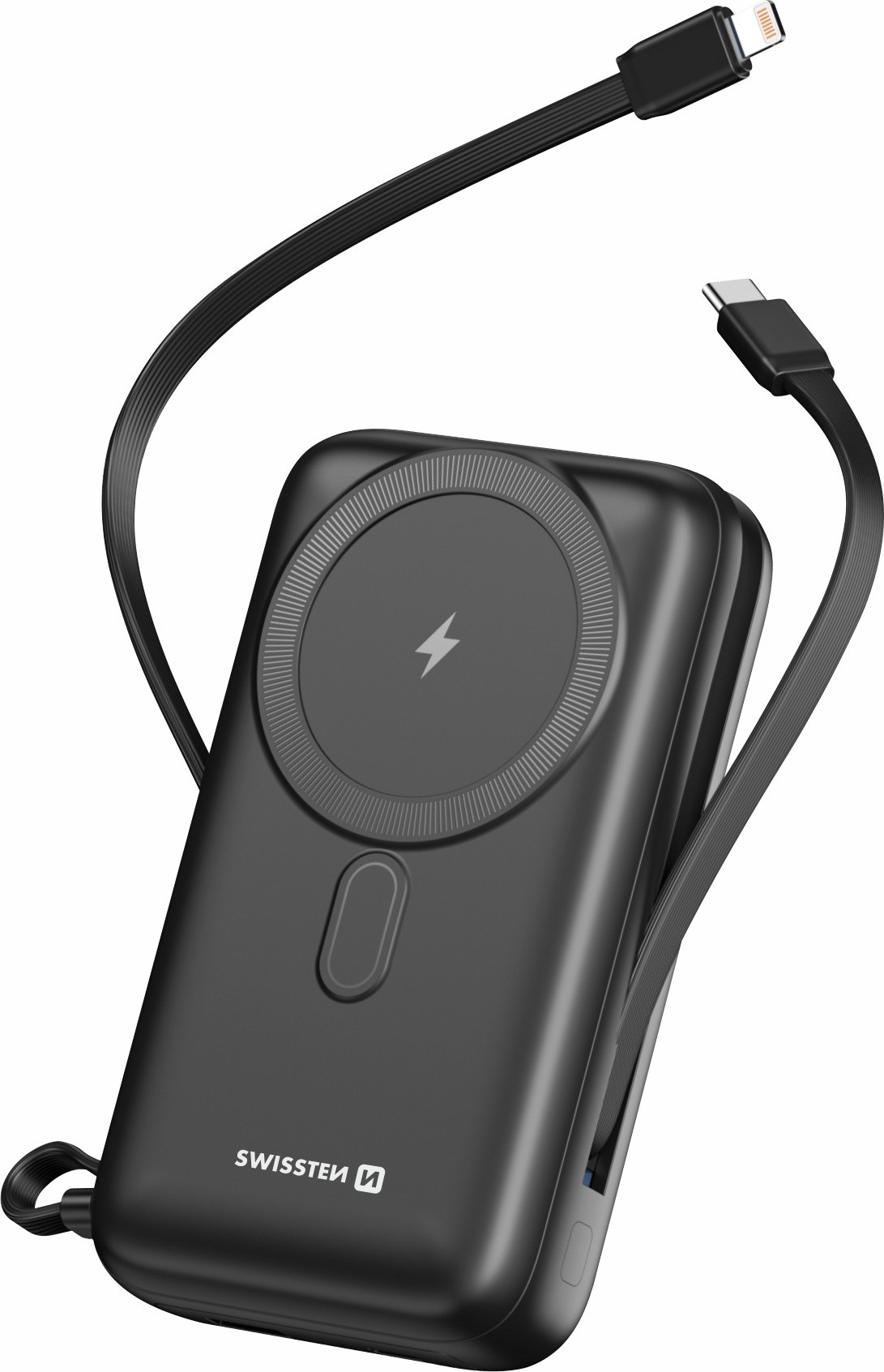 SWISSTEN POWER BANK 20000 mAh PD 20W S INTEGROVANÝMI KABELY USB-C A LIGHTNING (kompatibilní s MagSafe)