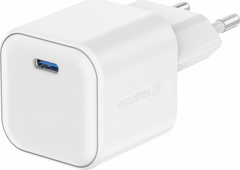 SWISSTEN SÍŤOVÝ ADAPTÉR GaN 1x USB-C 35W POWER DELIVERY BÍLÝ