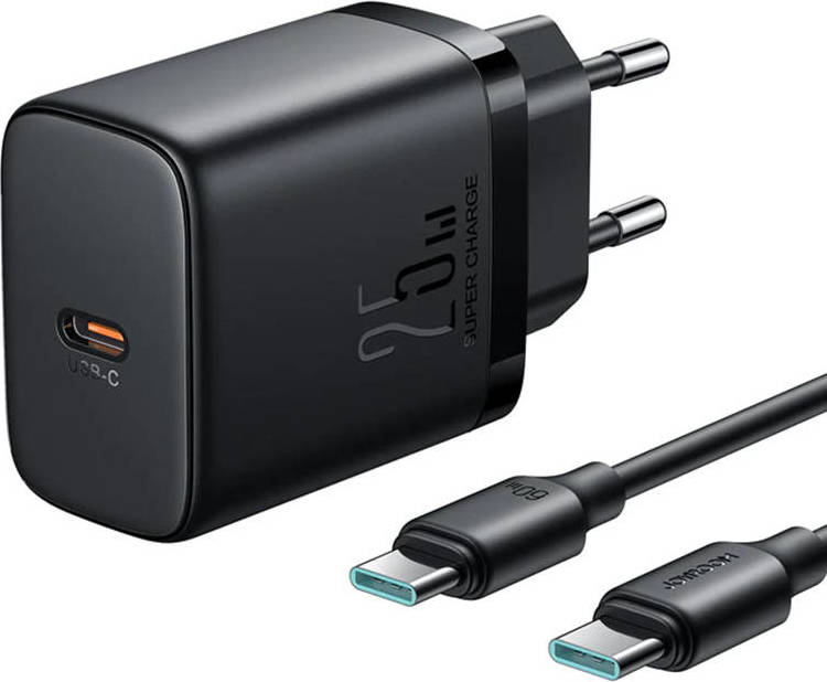 Nabíječka Joyroom JR-TCF11, 25W + kabel USB-C na USB-C 1m (černý)