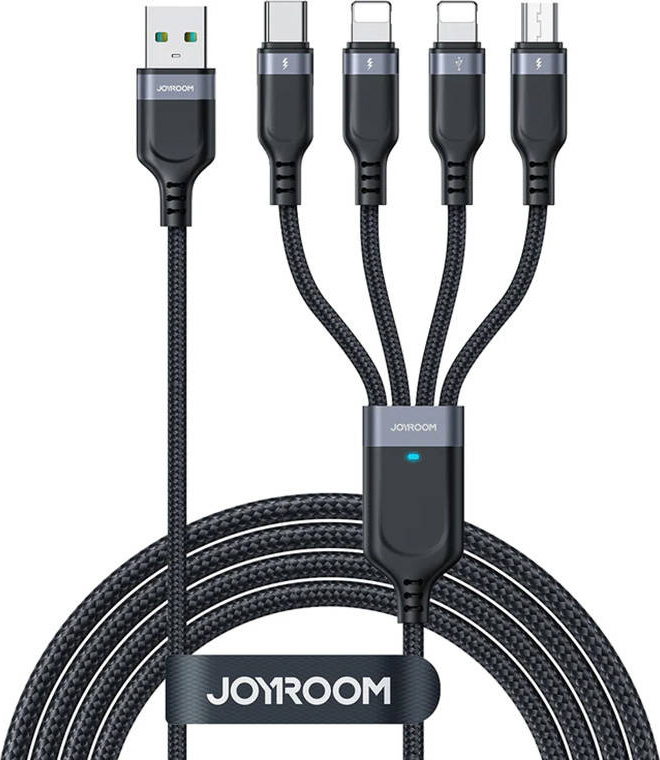 Datový kabel USB Joyroom S-1T4018A18 4v1 USB-C / 2x Lightning / Micro USB / 3,5A / 1,2 m (černý)