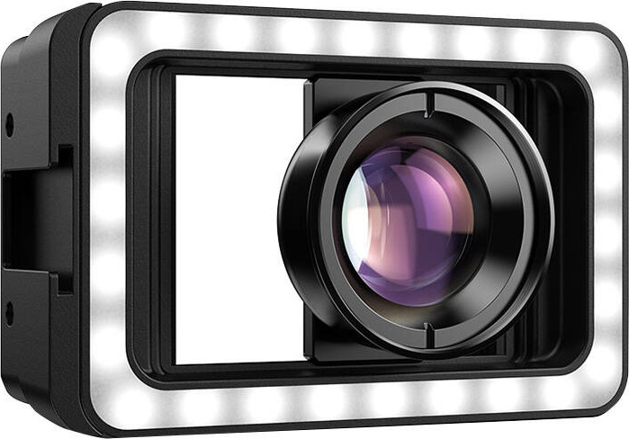 Mobilní externí / přídavný objektiv na telefon APEXEL APL-HB100FL23 100mm makro s LED světlem (černý)