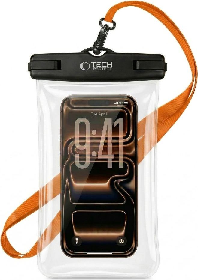 Levně TECH-PROTECT UWC7 Univerzální vodotěsné pouzdro pro telefony do 6.9" palců, černo/oranžová