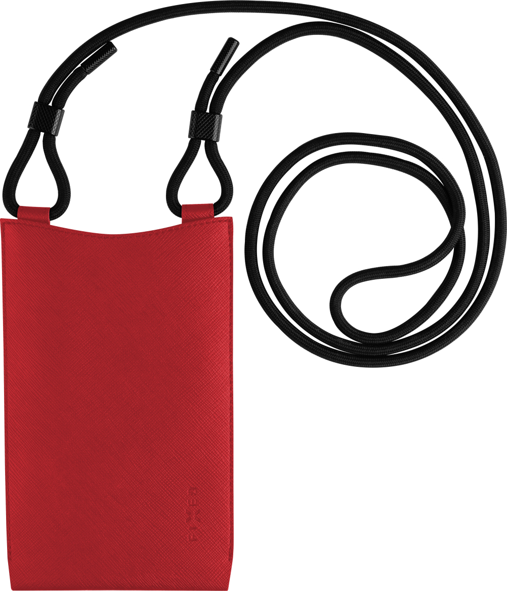 Taštička přes rameno s kapsou FIXED Verona s černou šňůrkou pro mobilní telefony do 7", červená