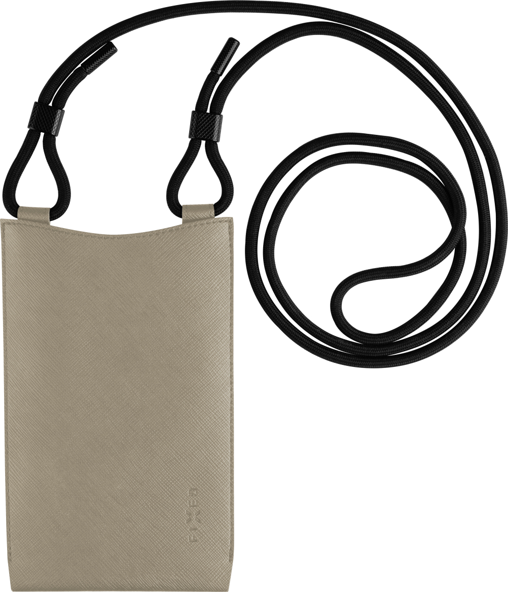 Taštička přes rameno s kapsou FIXED Verona s černou šňůrkou pro mobilní telefony do 7", krémová