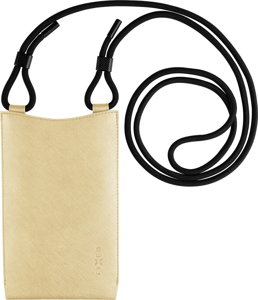 Taštička přes rameno s kapsou FIXED Verona s černou šňůrkou pro mobilní telefony do 7", světle žlutá