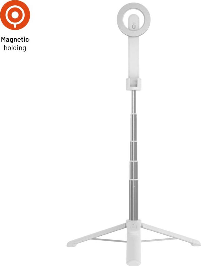 Selfie stick s tripodem FIXED MagSnap s podporou MagSafe a bezdrátovou spouští, bílý