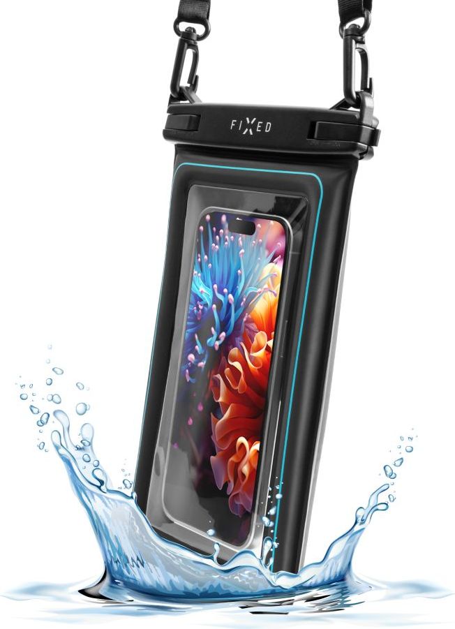 Voděodolné plovoucí pouzdro na mobil FIXED Float Max s kvalitním uzamykacím systémem a certifikací IPX8, černá
