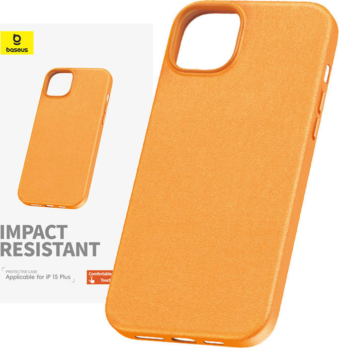 Pouzdro na telefon pro iPhone 15 Plus Baseus Fauxther Series (oranžové)