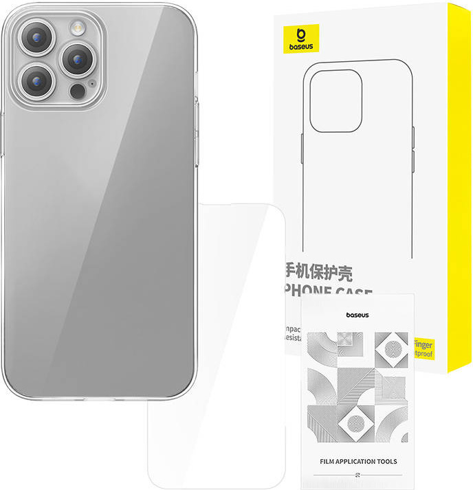Průhledné pouzdro Baseus iPhone 15 Pro + tvrzené sklo na displej
