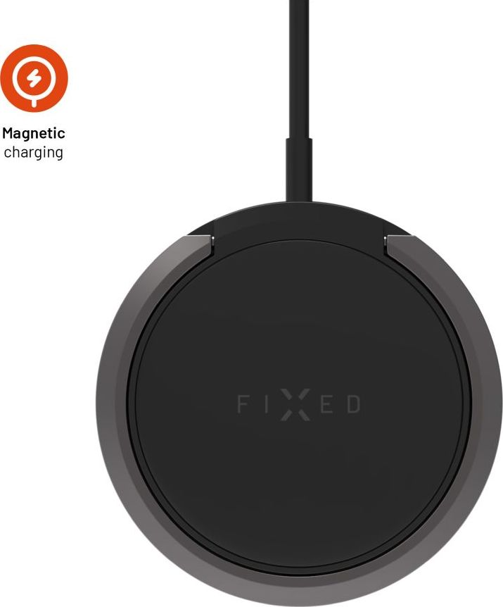 Bezdrátová nabíječka FIXED MagPad s podporou uchycení MagSafe a stojánkem, 15W, černá