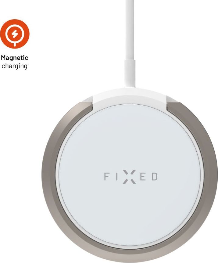Bezdrátová nabíječka FIXED MagPad s podporou uchycení MagSafe a stojánkem, 15W, bílá