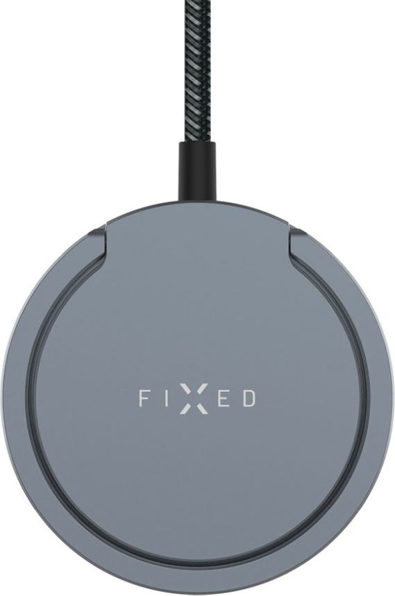 Bezdrátová nabíječka FIXED MagPad Pro s podporou MagSafe, Qi2 certifikací a stojánkem, 15W, šedá