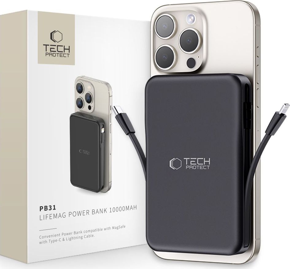 TECH-PROTECT PB31 LifeMag MagSafe Power Bank 10000mAh černá