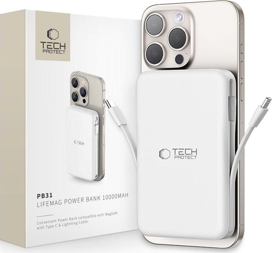 TECH-PROTECT PB31 LifeMag MagSafe Power Bank 10000mAh bílá