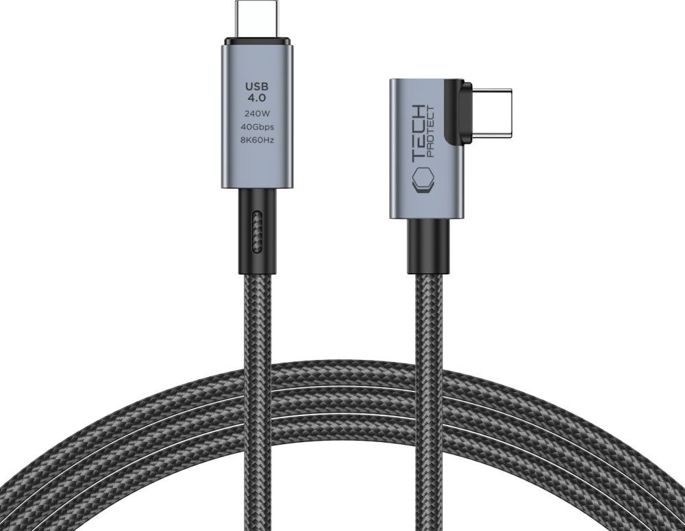 TECH-PROTECT ULTRABOOST MAX ”L” USB 4.0 8K 40GBPS TYPE-C CABLE PD 240W 150CM GREY