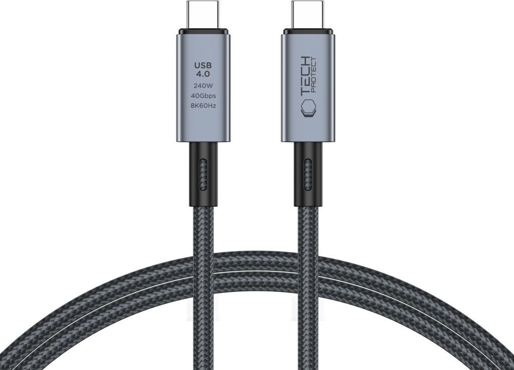 TECH-PROTECT ULTRABOOST MAX USB 4.0 8K 40GBPS TYPE-C CABLE PD 240W 100CM GREY