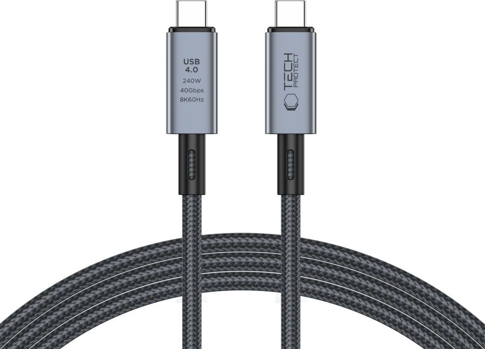 TECH-PROTECT ULTRABOOST MAX USB 4.0 8K 40GBPS TYPE-C CABLE PD 240W 200CM GREY