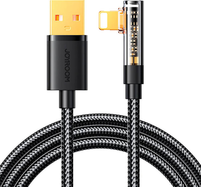 Úhlový kabel zahnutý L USB-A na Lightning / 1,2 m Joyroom S-UL012A6 (černý)